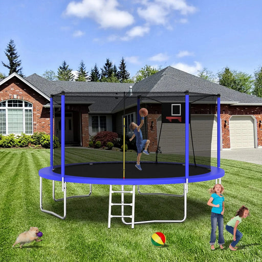 14FT Trampoline ,Sports Fitness Trampolines with Enclosure Net, Recreational Trampolines for Outdoor Indoor Default -DTYStore