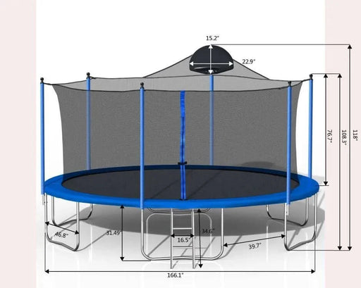 14FT Trampoline for Adults & Kids with Basketball Hoop, Outdoor Trampolines w/Ladder and Safety Enclosure Net for Kids and Adults - DTY Store