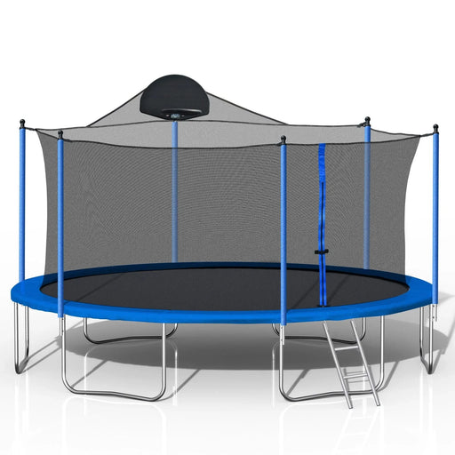 14FT Trampoline for Adults & Kids with Basketball Hoop, Outdoor Trampolines w/Ladder and Safety Enclosure Net for Kids and Adults Default -DTYStore