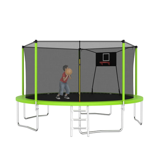 14FT Trampoline for Kids and Adults with Net, Outdoor Recreational Trampolines for Family Default -DTYStore