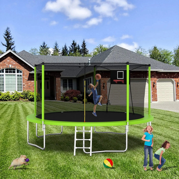 14FT Trampoline for Kids and Adults with Net, Outdoor Recreational Trampolines for Family Default -DTYStore