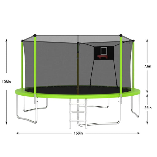 14FT Trampoline for Kids and Adults with Net, Outdoor Recreational Trampolines for Family Default -DTYStore