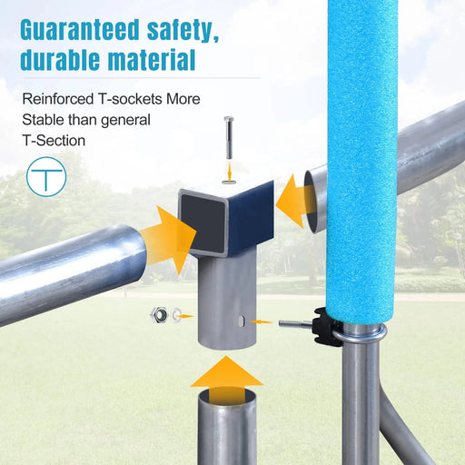 14FT Trampoline for Kids with Safety Enclosure Net, Basketball Hoop and Ladder, Easy Assembly Round Outdoor Recreational Trampoline Default -DTYStore