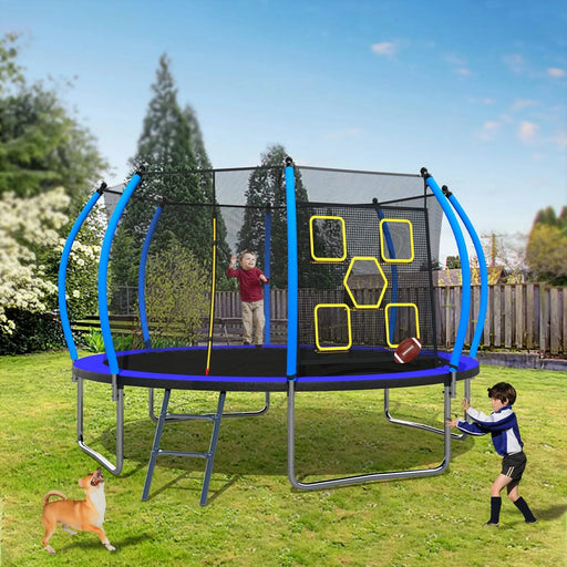 14FT Trampoline with Enclosure - Recreational Trampolines with Ladder, ASTM Approval Outdoor Trampoline for Kids Default -DTYStore