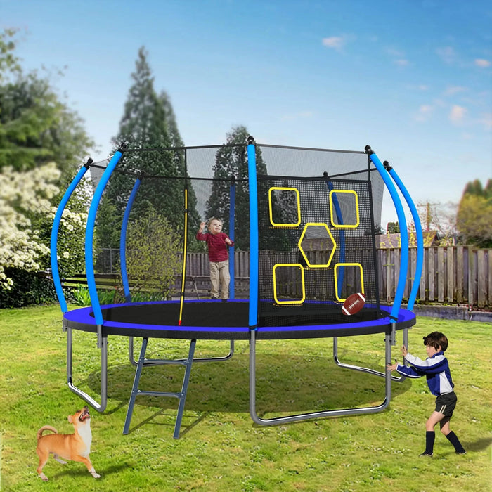 14FT Trampoline with Enclosure - Recreational Trampolines with Ladder, ASTM Approval Outdoor Trampoline for Kids Default -DTYStore