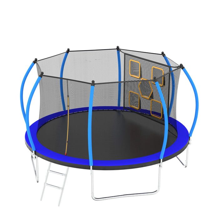 14FT Trampoline with Enclosure - Recreational Trampolines with Ladder, ASTM Approval Outdoor Trampoline for Kids Default -DTYStore