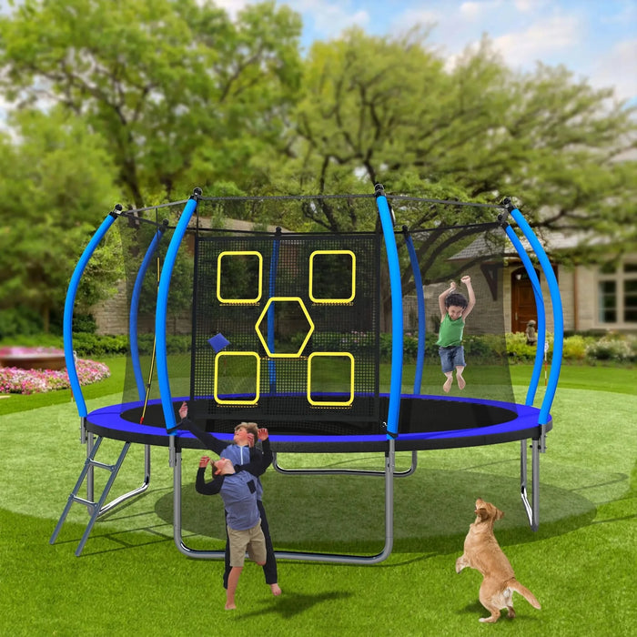 14FT Trampoline with Enclosure - Recreational Trampolines with Ladder, ASTM Approval Outdoor Trampoline for Kids Default -DTYStore