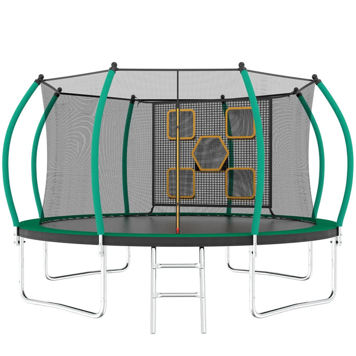 14FT Trampoline with Enclosure - Recreational Trampolines with Ladder, ASTM Approval Outdoor Trampoline for Kids Default -DTYStore