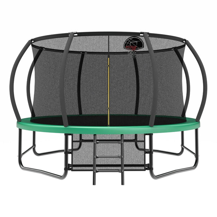14FT Trampoline with Enclosure - Recreational Trampolines with Ladder and AntiRust Coating, ASTM Approval Outdoor Trampoline for Kids Default -DTYStore