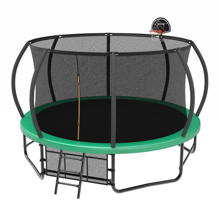 14FT Trampoline with Enclosure - Recreational Trampolines with Ladder and AntiRust Coating, ASTM Approval Outdoor Trampoline for Kids Default -DTYStore