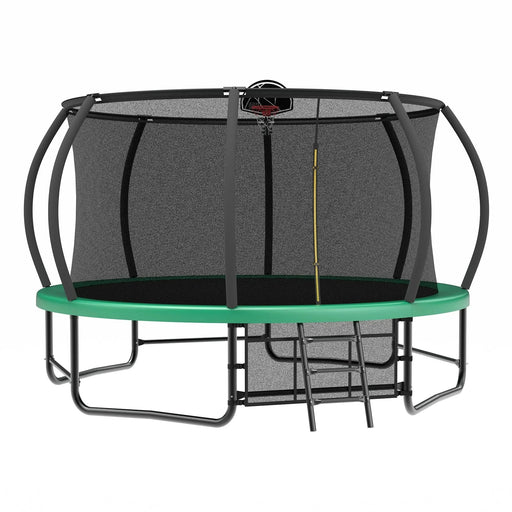 14FT Trampoline with Enclosure - Recreational Trampolines with Ladder and AntiRust Coating, ASTM Approval Outdoor Trampoline for Kids Default -DTYStore
