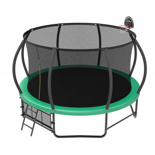 14FT Trampoline with Enclosure - Recreational Trampolines with Ladder and AntiRust Coating, ASTM Approval Outdoor Trampoline for Kids Default -DTYStore