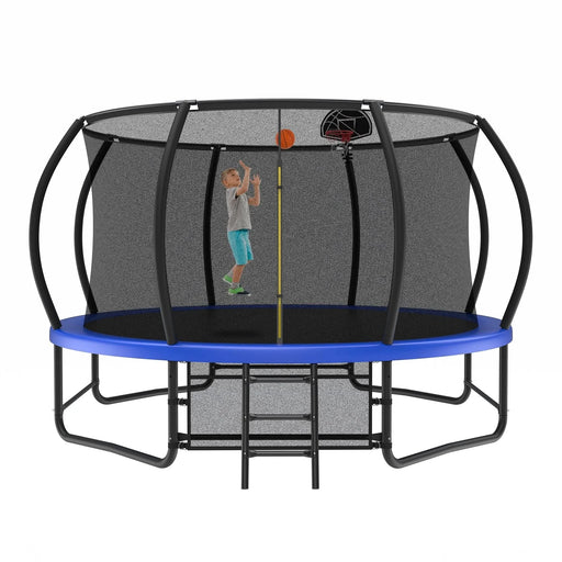 14FT Trampoline with Enclosure - Recreational Trampolines with Ladder and AntiRust Coating, ASTM Approval Outdoor Trampoline for Kids - DTY Store
