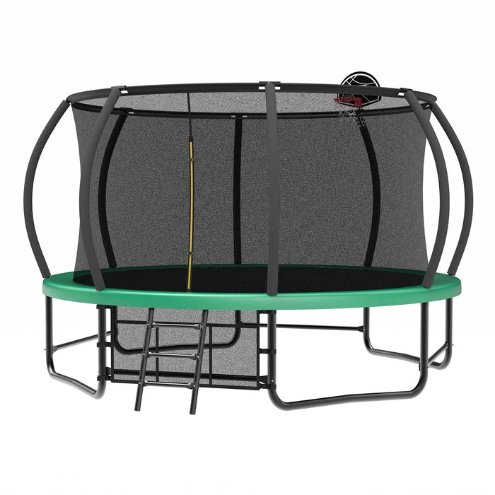 14FT Trampoline with Enclosure - Recreational Trampolines with Ladder and AntiRust Coating, ASTM Approval Outdoor Trampoline for Kids Default -DTYStore