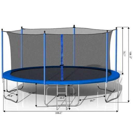 14FT Trampoline with Safety Enclosure Net,Heavy Duty Jumping Mat and Spring Cover Padding for Kids and Adults, Ladder Default -DTYStore