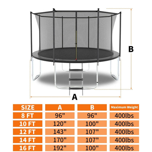 14FT Trampoline with Safety Enclosure Net, Outdoor Trampoline with Heavy Duty Jumping Mat and Spring Cover Padding for Kids and Adults - DTY Store