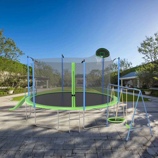 14FT Trampoline with Slide and Swings, Double color cover, Trampoline with Basketball Hoop and Ladder,Outdoor Backyard Trampoline with Net, Capacity for Kids and Adults - DTY Store