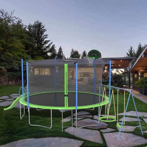14FT Trampoline with Slide and Swings, Double color cover, Trampoline with Basketball Hoop and Ladder,Outdoor Backyard Trampoline with Net, Capacity for Kids and Adults Furniture, Home Gym, searchfilter_Furniture, Trampolines| DTY Store