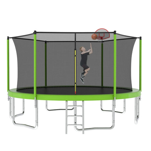 14FT for Kids Children with Safety Enclosure Net Outdoor Backyards Large Recreational Trampoline Default -DTYStore