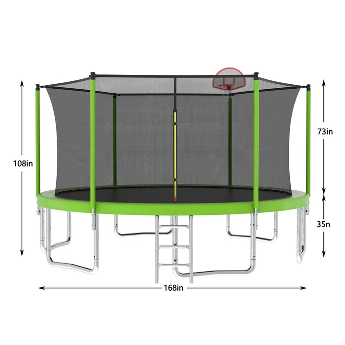 14FT for Kids Children with Safety Enclosure Net Outdoor Backyards Large Recreational Trampoline Default -DTYStore