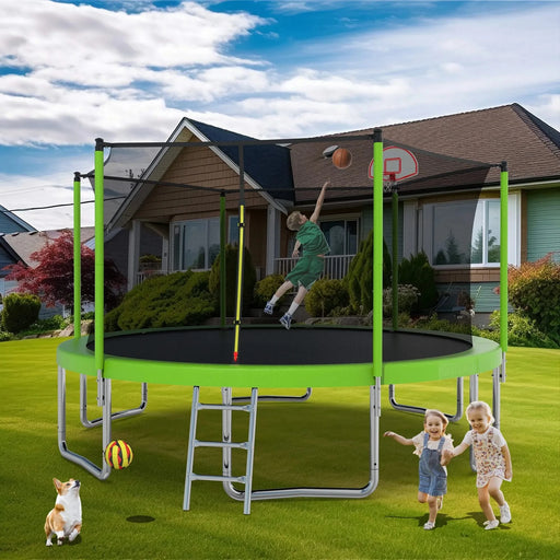 14FT for Kids Children with Safety Enclosure Net Outdoor Backyards Large Recreational Trampoline Default -DTYStore