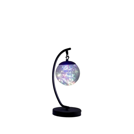 14' In Pendulum Multi-Colored Led Glass Orb Black Metal Table Lamp W/ Usb Port Default -DTYStore