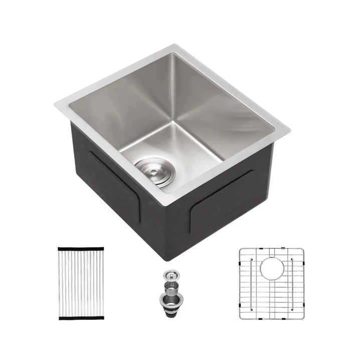 14 Inch Undermount Stainless Steel Kitchen Sink 16 Gauge 9 Inch Deep Single Bowl in Brushed Nickel- DTY Store