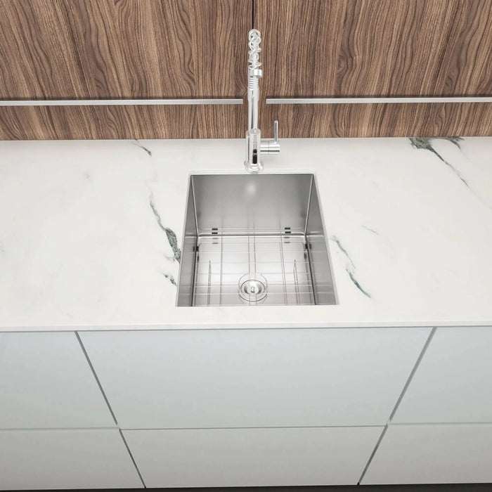 14 Inch Undermount Stainless Steel Kitchen Sink 16 Gauge 9 Inch Deep Single Bowl in Brushed Nickel - DTY Store