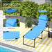 Outsunny 2 Pcs Outdoor Lounge Chair, Adjustable Backrest Folding Chaise Lounge, Cushioned Tanning Chair w/Sunshade Roof & Pillow Headrest for Beach, Camping, Hiking, Light Blue - DTYStore