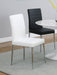 Set of 4 Leatherette Upholstered Dining Chairs, White and Chrome - DTYStore