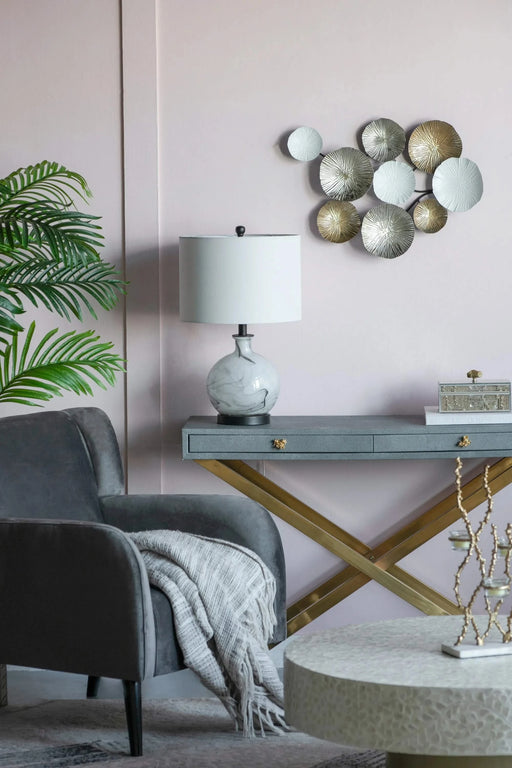 14x14x23' White And Grey Glass Table Lamp Default -DTYStore