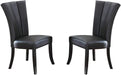 Black Faux Leather Upholstered Lines back Set of 2pc Chairs Dining Room Wide Flair back Chair - DTYStore