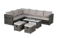 6 Piece Outdoor Patio Furniture Set, All Weather Wicker Rattan Outdoor Sofa Conversation Set with Glass Table, Cushions and Pillows, for Lawn, Garden, Backyard - DTYStore
