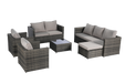 5 Piece Patio Furniture Set,Outdoor Wicker Rattan Sofa Conversation Set All Weather Patio Sectional Sofa Set with Glass Table, Cushions and Pillows for Garden, Backyard - DTYStore
