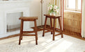 Farmhouse Rustic 2-piece Counter Height Wood Kitchen Dining Stools for Small Places, Walnut - DTYStore