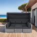 7-Piece Patio Furniture Set w/Retractable Canopy Wicker Rattan Sectional Sofa Set Patio Furniture with Washable Cushions for Lawn, Garden, Backyard, Poolside Grey wicker + Black Cushion - DTYStore