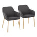 Daniella Contemporary Dining Chair in Gold Metal and Charcoal Fabric by LumiSource - Set of 2 - DTYStore
