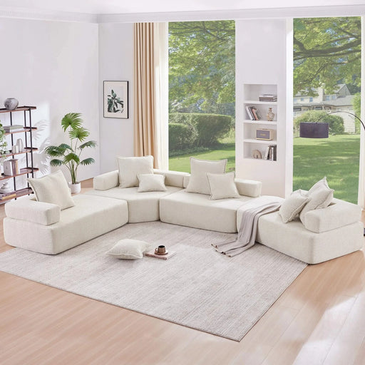 156''Oversized Modular U Shaped Sectional Sofa,Luxury Boucle Floor Couch Set,Convertible Compressed Couch,Spacious Foam-Filled Sofa for Living Room,4 PC Free Combination,2 Colors Default -DTYStore