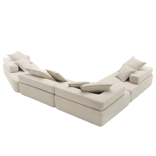 156''Oversized Modular U Shaped Sectional Sofa,Luxury Boucle Floor Couch Set,Convertible Compressed Couch,Spacious Foam-Filled Sofa for Living Room,4 PC Free Combination,2 Colors Default -DTYStore