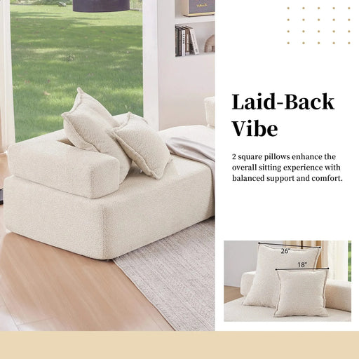 156''Oversized Modular U Shaped Sectional Sofa,Luxury Boucle Floor Couch Set,Convertible Compressed Couch,Spacious Foam-Filled Sofa for Living Room,4 PC Free Combination,2 Colors Default -DTYStore