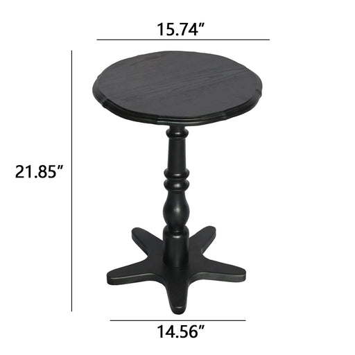15.75 inch Round Small End Table, Wooden Pedestal Side Coffee Tables, Vintage Accent Nightstand for Living Room, Bedroom, Entryway (Black) Default -DTYStore