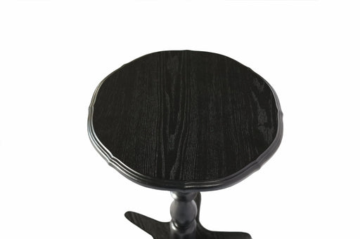 15.75 inch Round Small End Table, Wooden Pedestal Side Coffee Tables, Vintage Accent Nightstand for Living Room, Bedroom, Entryway (Black) Default -DTYStore
