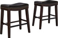 26' Contemporary Upholstered Saddle Counter Stool with Nailhead Trim (Set of 2), Dark Brown - DTYStore