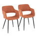 Margarite Contemporary Dining/Accent Chair in Black Metal and Orange Fabric by LumiSource - Set of 2 - DTYStore
