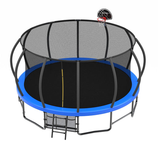 15FT Trampoline with Basketball Hoop - Recreational Trampolines with Ladder ,Shoe Bag and Galvanized Anti-Rust Coating Default -DTYStore