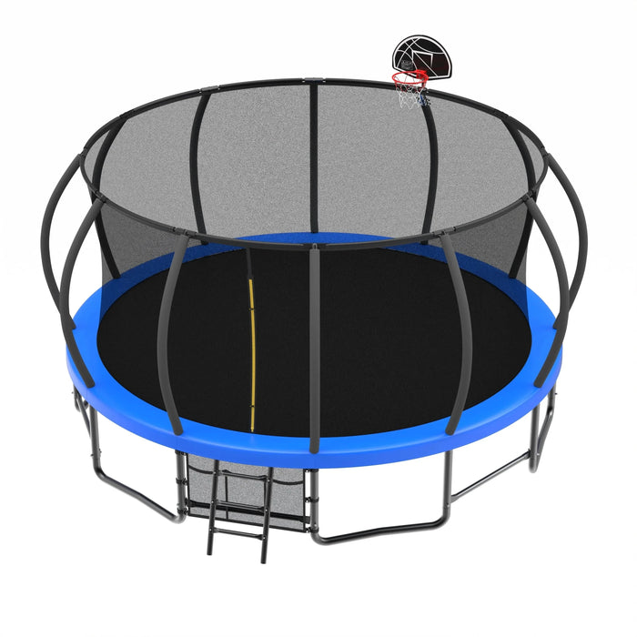 15FT Trampoline with Basketball Hoop - Recreational Trampolines with Ladder ,Shoe Bag and Galvanized Anti-Rust Coating Default -DTYStore