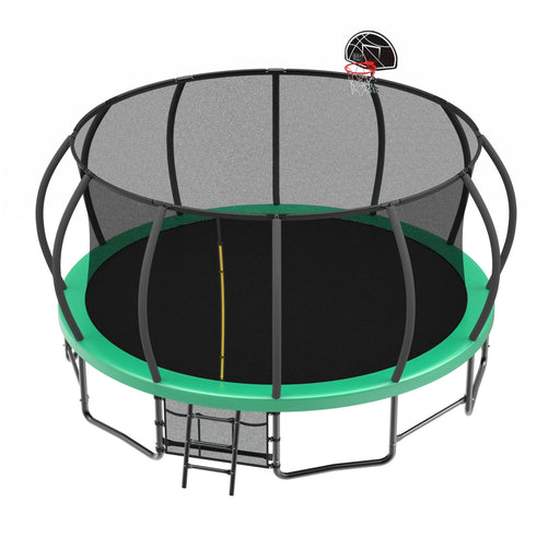 15FT Trampoline with Basketball Hoop - Recreational Trampolines with Ladder ,Shoe Bag and Galvanized Anti-Rust Coating Default -DTYStore