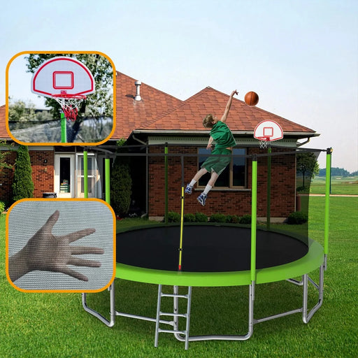 15FT for Kids Children with Safety Enclosure Net Outdoor Backyards Large Recreational Trampoline Default -DTYStore