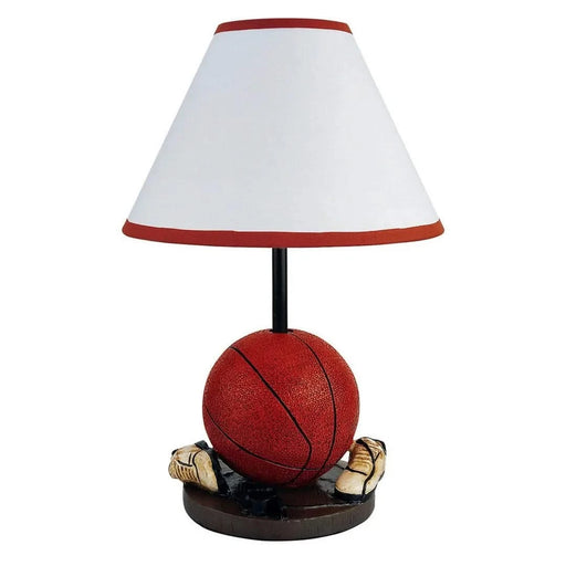 15' Tall Polyresin Accent Table Lamp, Basketball Shaped, Cone Linen Shade Default -DTYStore