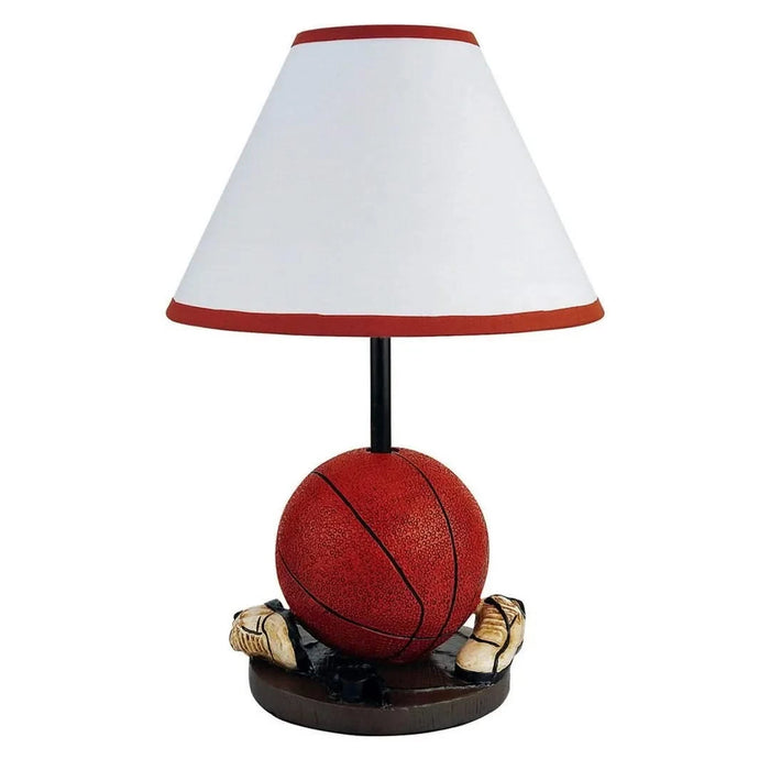 15' Tall Polyresin Accent Table Lamp, Basketball Shaped, Cone Linen Shade Default -DTYStore